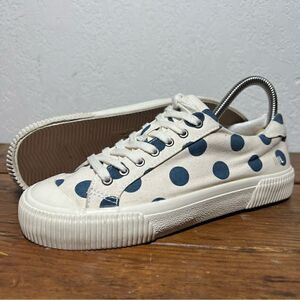 Madewell Sidewalk Low-Top White Blue Sneakers in Polka Dot 6.5M